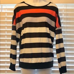 3/$12 Black, Orange & White Stripe Long Sleeve Top